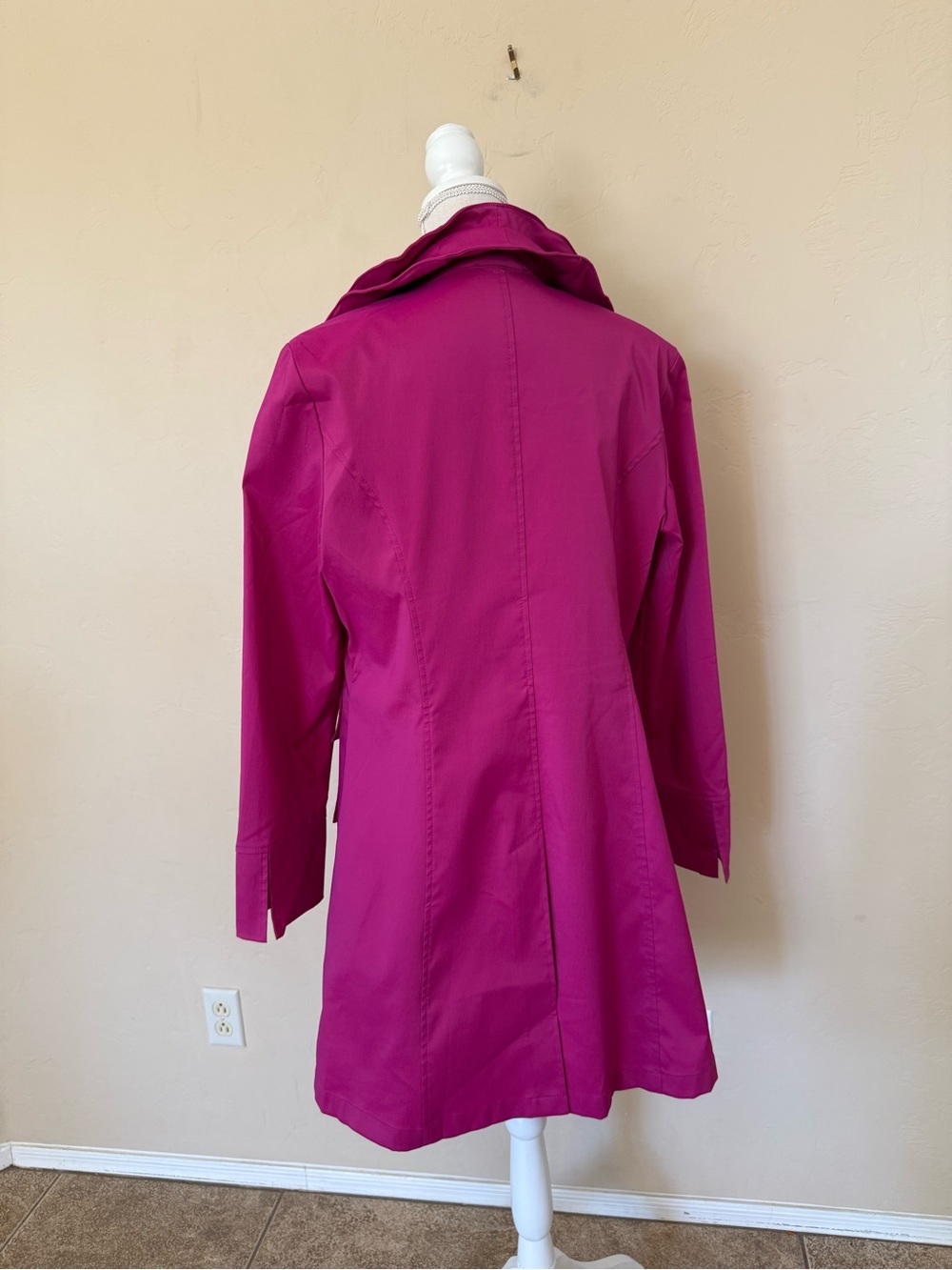 Hot Pink Statement Coat Joseph Ribkoff Ruffle Collar Jacket Size 14 - Picture 11 of 11
